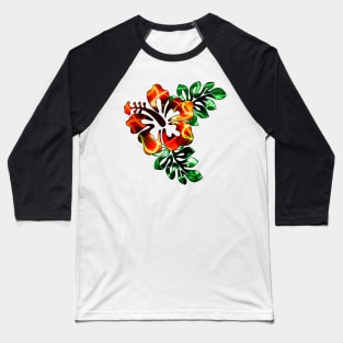Electric Hibiscus - Red Baseball T-Shirt
